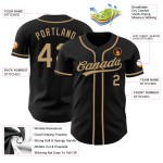 Schwarzes altes authentisches benutzerdefiniertes Baseball-Trikot in Gold Schwarzes altes authentisches benutzerdefiniertes Baseball-Trikot in Gold