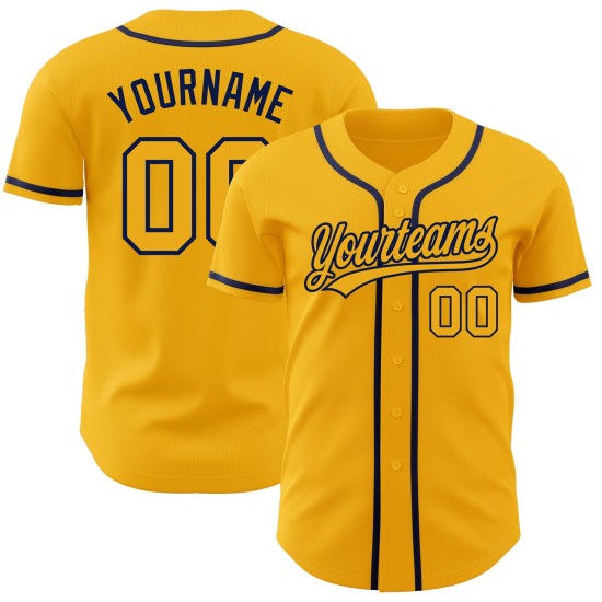 Baseball Custom Gold-Navy Jersey Gold Authentic Baseball Custom Gold-Navy Jersey Gold Authentic