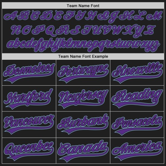 Blau Schwarz Jersey Custom Baseball Authentic Lila-Licht Blau Schwarz Jersey Custom Baseball Authentic Lila-Licht