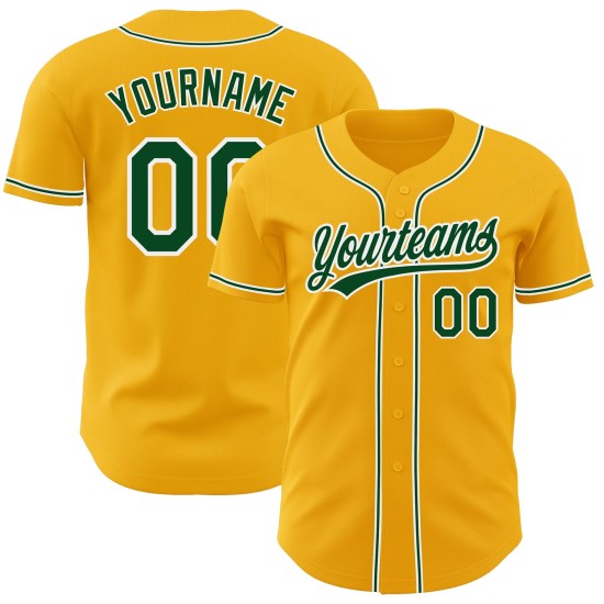 Authentisches Baseball Custom Jersey Grün-Weiß Gold Authentisches Baseball Custom Jersey Grün-Weiß Gold