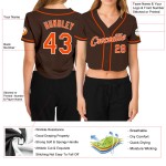 Custom Brown Damen Cropped Jersey V-Ausschnitt Baseball Orange-Weiß Custom Brown Damen Cropped Jersey V-Ausschnitt Baseball Orange-Weiß