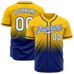 Fashion Yellow Custom Baseball Fade Authentic Jersey Weiß-Royal Fashion Yellow Custom Baseball Fade Authentic Jersey Weiß-Royal