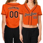 V-Ausschnitt Braun-Weiß Jersey Damen Custom Cropped Baseball Orange V-Ausschnitt Braun-Weiß Jersey Damen Custom Cropped Baseball Orange