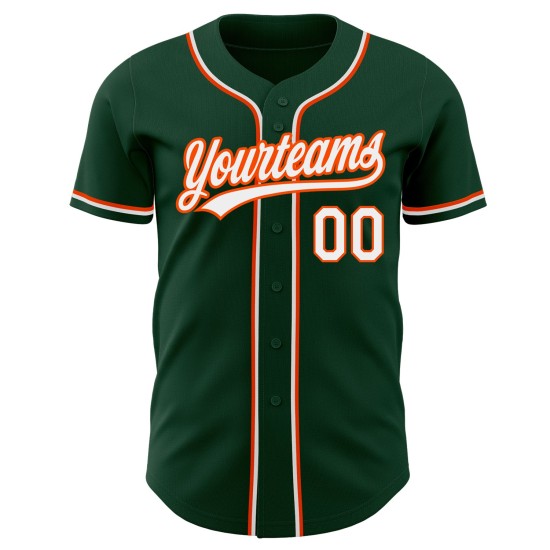Jersey Authentic Baseball Grün Custom Weiß-Orange Jersey Authentic Baseball Grün Custom Weiß-Orange
