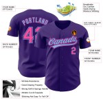 Authentisches rosa-hellblaues, individuelles lila Baseball-Trikot Authentisches rosa-hellblaues, individuelles lila Baseball-Trikot