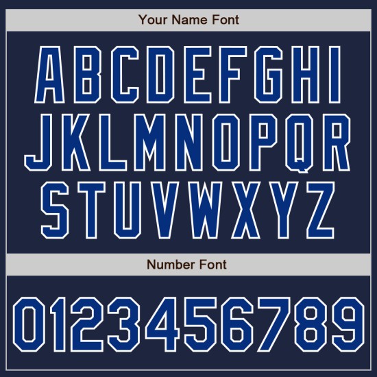 Marineblaues, königsblaues und weißes authentisches Custom-Baseballtrikot Marineblaues, königsblaues und weißes authentisches Custom-Baseballtrikot
