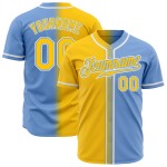 Baseball Gelb-Weiß Custom Jersey Licht Authentische Mode Blau Gradienten Baseball Gelb-Weiß Custom Jersey Licht Authentische Mode Blau Gradienten