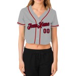 Rot-Marineblau Grau Jersey Custom Cropped Baseball Damen V-Ausschnitt Rot-Marineblau Grau Jersey Custom Cropped Baseball Damen V-Ausschnitt