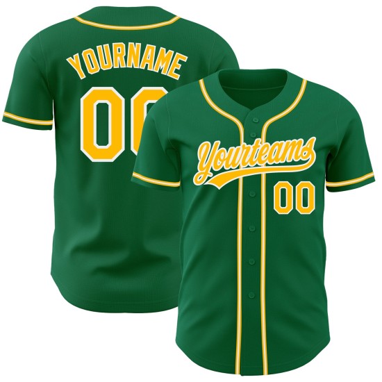 Gold-Weiß Baseball Trikot Kelly Custom Green Authentic Gold-Weiß Baseball Trikot Kelly Custom Green Authentic