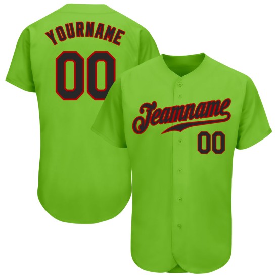Neon Baseball Custom Authentic Green Trikot Schwarz-Rot Neon Baseball Custom Authentic Green Trikot Schwarz-Rot