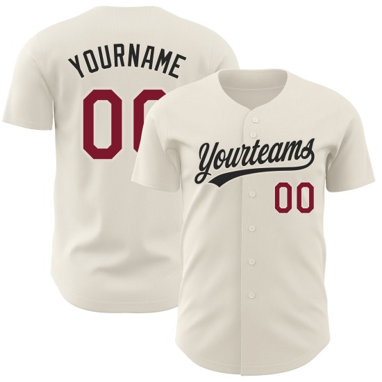 Baseball Custom Crimson-Black Authentic Jersey Creme Baseball Custom Crimson-Black Authentic Jersey Creme