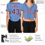 Damen V-Ausschnitt Jersey Cropped Custom Baseball Purpur-Weiß Hellblau Damen V-Ausschnitt Jersey Cropped Custom Baseball Purpur-Weiß Hellblau