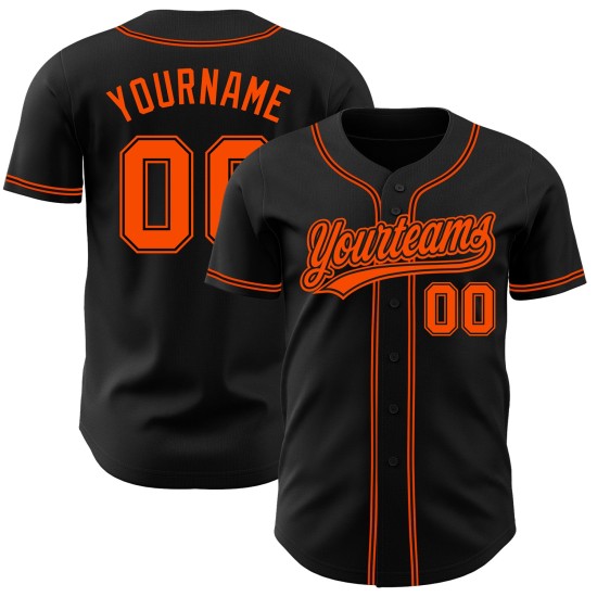 Authentisches schwarzes benutzerdefiniertes orangefarbenes Baseball-Trikot Authentisches schwarzes benutzerdefiniertes orangefarbenes Baseball-Trikot