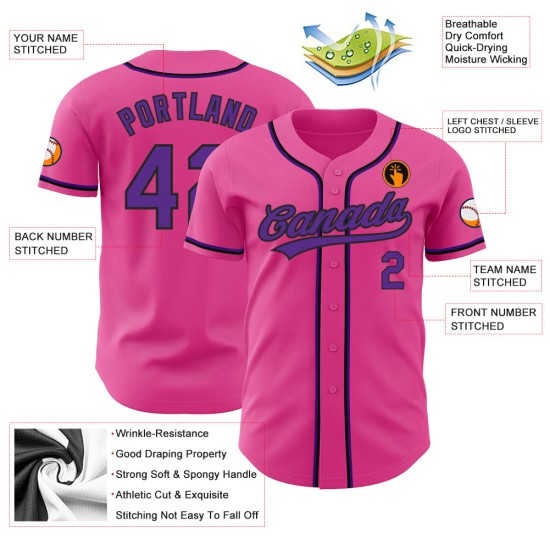 Jersey Lila-Schwarz Authentic Custom Baseball Pink Jersey Lila-Schwarz Authentic Custom Baseball Pink