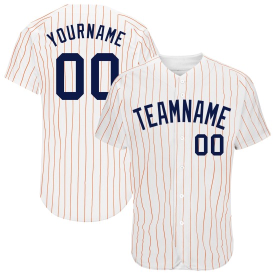 Orange Baseball Custom Authentic Jersey Marineblau Nadelstreifen Weiß Orange Baseball Custom Authentic Jersey Marineblau Nadelstreifen Weiß