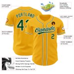 Authentisches Baseball Custom Jersey Grün-Weiß Gold Authentisches Baseball Custom Jersey Grün-Weiß Gold