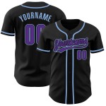 Blau Schwarz Jersey Custom Baseball Authentic Lila-Licht Blau Schwarz Jersey Custom Baseball Authentic Lila-Licht