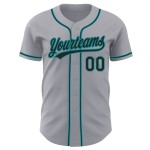 Jersey Custom Gray Authentic Baseball Schwarz-Blaugrün Jersey Custom Gray Authentic Baseball Schwarz-Blaugrün