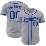 Graues authentisches benutzerdefiniertes Royal-Baseballtrikot Graues authentisches benutzerdefiniertes Royal-Baseballtrikot