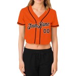 V-Ausschnitt Braun-Weiß Jersey Damen Custom Cropped Baseball Orange V-Ausschnitt Braun-Weiß Jersey Damen Custom Cropped Baseball Orange