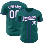 Jersey Custom Baseball Teal Weiß-Lila Authentic Jersey Custom Baseball Teal Weiß-Lila Authentic