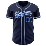 Marineblaues, königsblaues und weißes authentisches Custom-Baseballtrikot Marineblaues, königsblaues und weißes authentisches Custom-Baseballtrikot