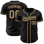 Schwarzes altes authentisches benutzerdefiniertes Baseball-Trikot in Gold Schwarzes altes authentisches benutzerdefiniertes Baseball-Trikot in Gold
