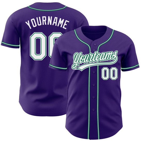 Lila Jersey Authentic Baseball Custom Grün Weiß-Kelly Lila Jersey Authentic Baseball Custom Grün Weiß-Kelly