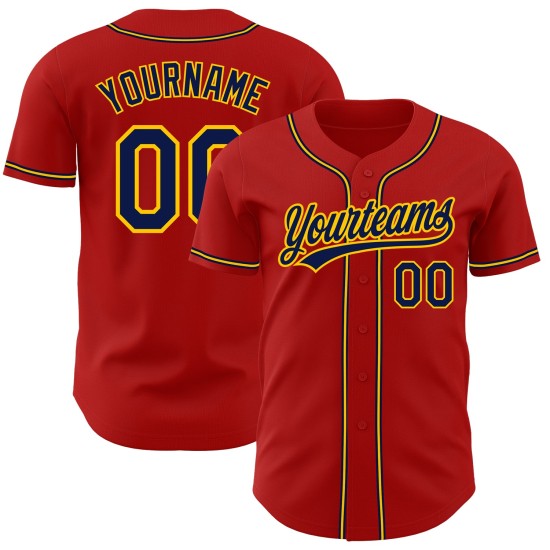 Jersey Red Baseball Authentic Navy-Gold Custom Jersey Red Baseball Authentic Navy-Gold Custom