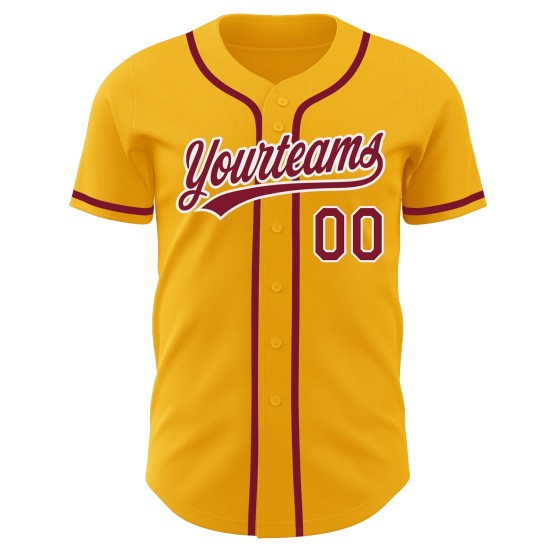 Authentisches, individuelles Goldtrikot, karminrot-weiß, Baseball Authentisches, individuelles Goldtrikot, karminrot-weiß, Baseball