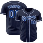 Marineblaues, königsblaues und weißes authentisches Custom-Baseballtrikot Marineblaues, königsblaues und weißes authentisches Custom-Baseballtrikot