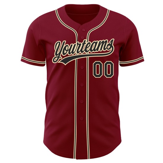 Crimson Custom Jersey Authentic Schwarz-City Cream Baseball Crimson Custom Jersey Authentic Schwarz-City Cream Baseball