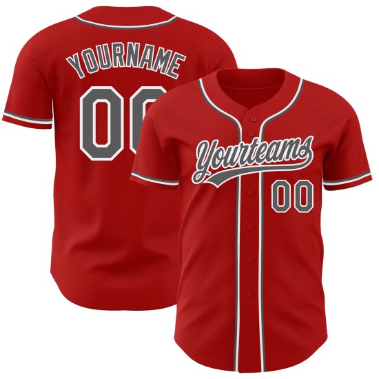 Baseball Trikot Red Authentic Steel Custom Grau-Weiß Baseball Trikot Red Authentic Steel Custom Grau-Weiß