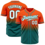 Custom Baseball Weiß-Blaugrün Authentic Jersey Orange Fade Fashion Custom Baseball Weiß-Blaugrün Authentic Jersey Orange Fade Fashion