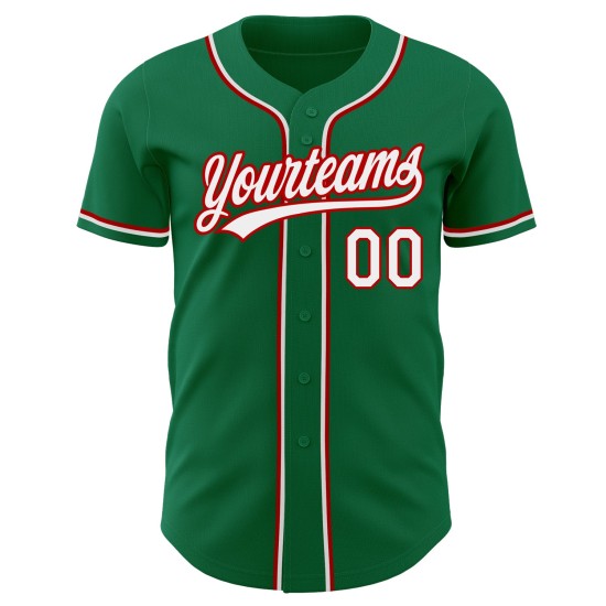 Jersey Baseball Kelly Grün Weiß-Rot Custom Authentic Jersey Baseball Kelly Grün Weiß-Rot Custom Authentic