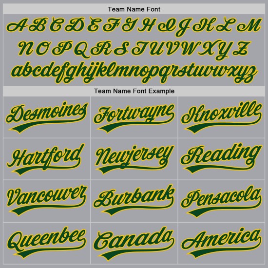 Graues authentisches benutzerdefiniertes Baseball-Trikot Grün-Gold Graues authentisches benutzerdefiniertes Baseball-Trikot Grün-Gold