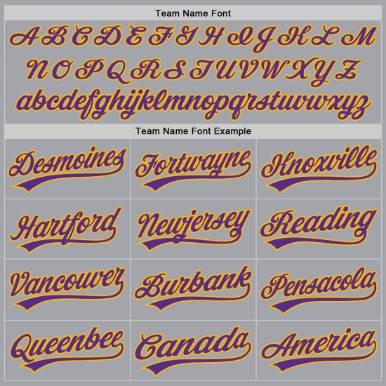 Lila-Gold Baseball Custom Jersey Authentic Grau Lila-Gold Baseball Custom Jersey Authentic Grau