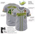 Graues authentisches benutzerdefiniertes Baseball-Trikot Grün-Gold Graues authentisches benutzerdefiniertes Baseball-Trikot Grün-Gold