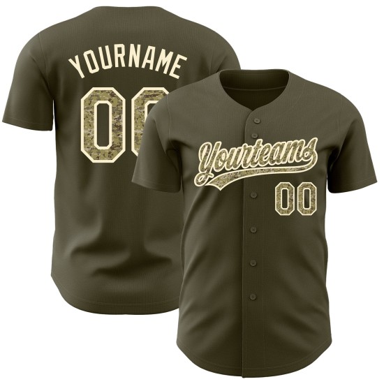 Custom Baseball Salute Authentic Camo-Creme bis Olivgrün Trikot-Service Custom Baseball Salute Authentic Camo-Creme bis Olivgrün Trikot-Service