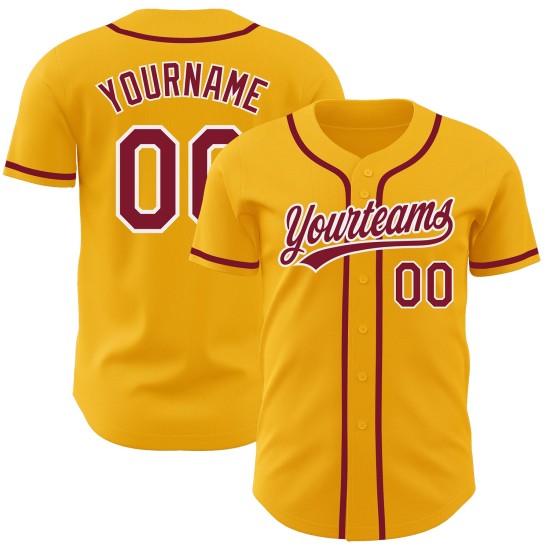 Authentisches, individuelles Goldtrikot, karminrot-weiß, Baseball Authentisches, individuelles Goldtrikot, karminrot-weiß, Baseball