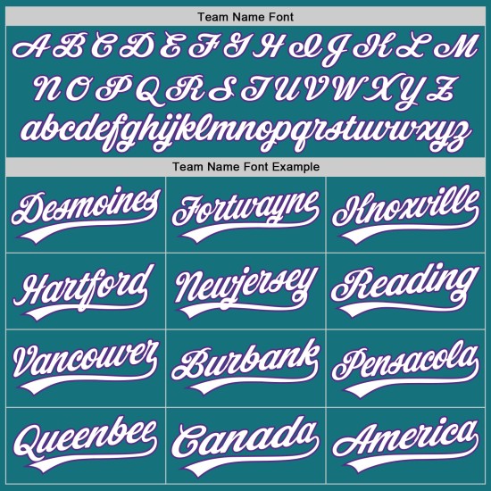 Jersey Custom Baseball Teal Weiß-Lila Authentic Jersey Custom Baseball Teal Weiß-Lila Authentic