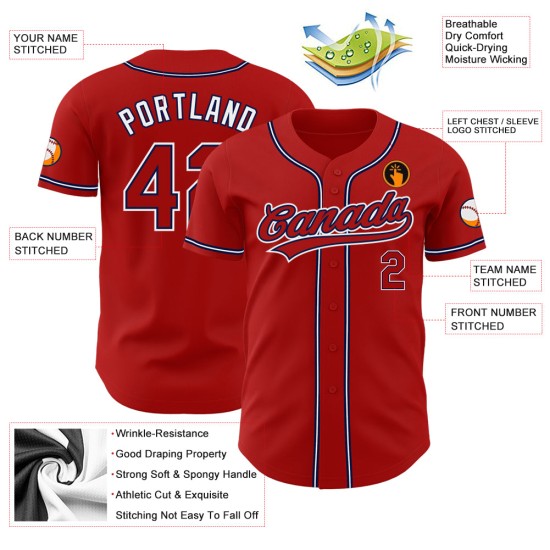 Rot-Marineblaues Baseball-Trikot mit individuellem Authentischen Rot-Marineblaues Baseball-Trikot mit individuellem Authentischen
