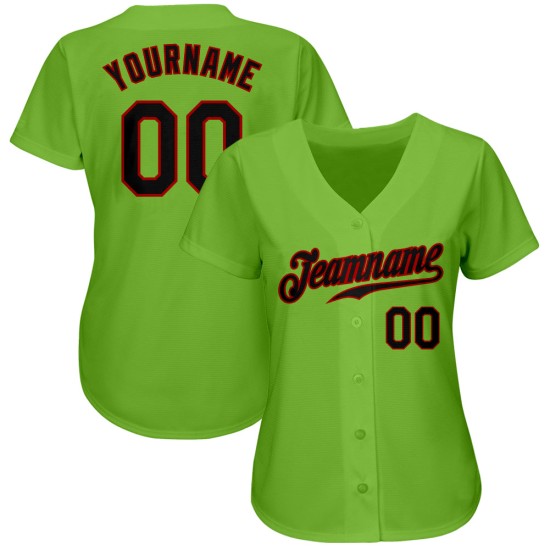 Neon Baseball Custom Authentic Green Trikot Schwarz-Rot Neon Baseball Custom Authentic Green Trikot Schwarz-Rot