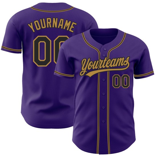 Authentisches Lila Schwarz-Old Baseball Gold Jersey Custom Authentisches Lila Schwarz-Old Baseball Gold Jersey Custom