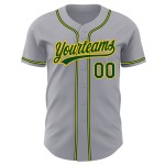 Graues authentisches benutzerdefiniertes Baseball-Trikot Grün-Gold Graues authentisches benutzerdefiniertes Baseball-Trikot Grün-Gold