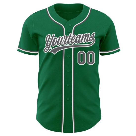 Baseball Kelly Green Custom Jersey Grau-Weiß Steel Authentic Baseball Kelly Green Custom Jersey Grau-Weiß Steel Authentic