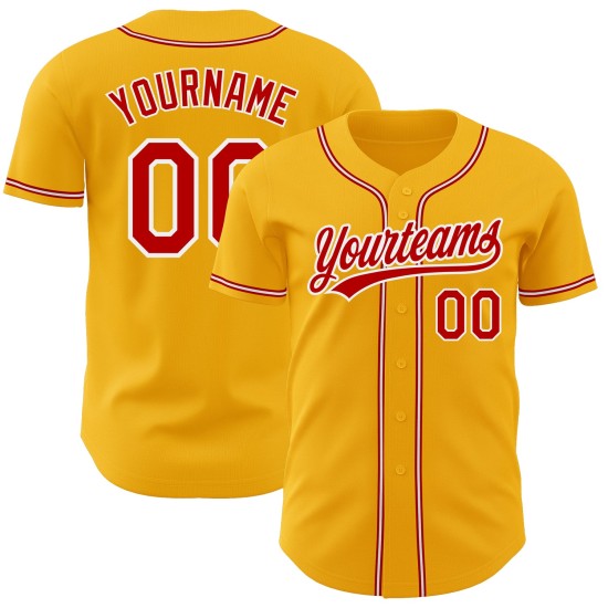 Jersey Baseball Authentic Custom Rot-Weiß Gold Jersey Baseball Authentic Custom Rot-Weiß Gold