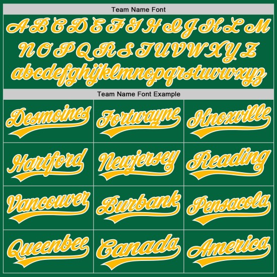 Gold-Weiß Baseball Trikot Kelly Custom Green Authentic Gold-Weiß Baseball Trikot Kelly Custom Green Authentic