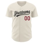 Baseball Custom Crimson-Black Authentic Jersey Creme Baseball Custom Crimson-Black Authentic Jersey Creme