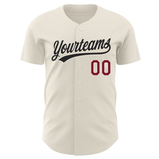 Baseball Custom Crimson-Black Authentic Jersey Creme Baseball Custom Crimson-Black Authentic Jersey Creme